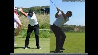 Jon Rahm golf swing  Long Iron faceon amp downtheline July 2017 [upl. by Lleneg]