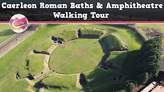 CAERLEON ROMAN BATHS amp AMPHITHEATRE WALES  Walking Tour  Pinned on Places [upl. by Annaxor]