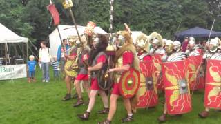 Roman Reenactment at the Amphitheatre in Caerleon Marching In [upl. by Adnawuj]