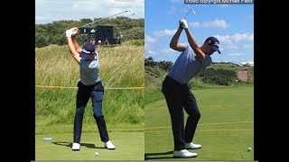 Justin Thomas golf swing  Long Iron faceon amp downtheline July 2017 [upl. by Eikin734]