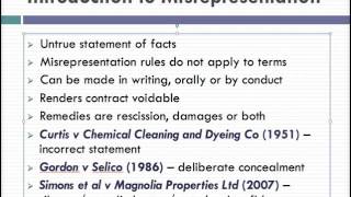 Misrepresentation Lecture 1 of 4 [upl. by Robbyn983]